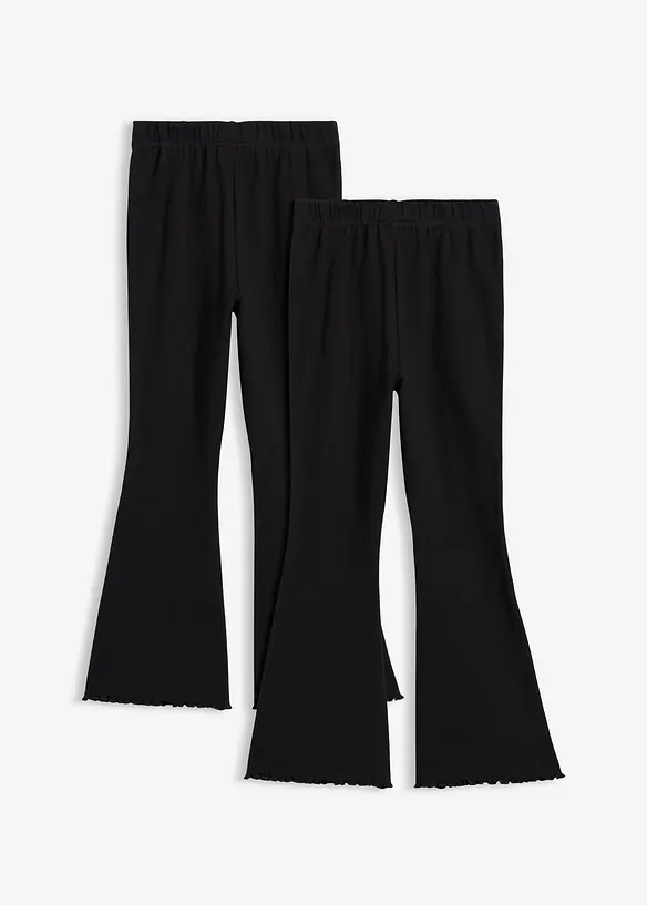 Gerippte ausgestellte Leggings (2er Pack) in schwarz von hinten - bonprix