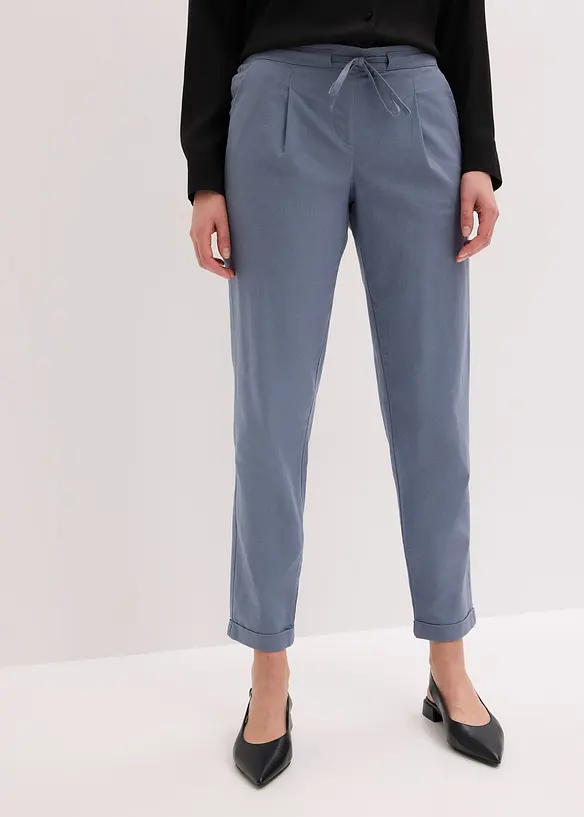 Leinenhose aus einem Leinen-Mix in blau von vorne - bonprix