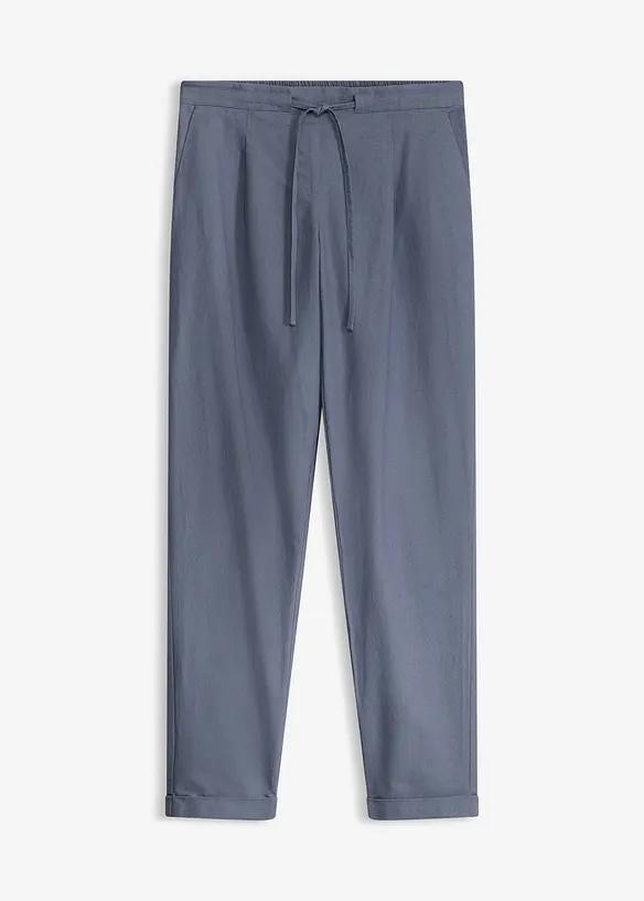 Leinenhose aus einem Leinen-Mix in blau von vorne - bonprix