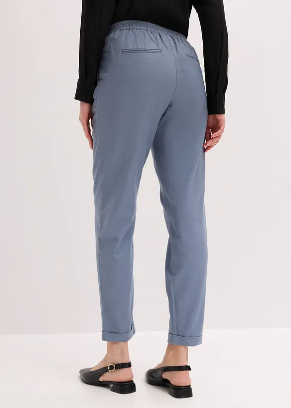 Leinenhose aus einem Leinen-Mix in blau von hinten - bonprix