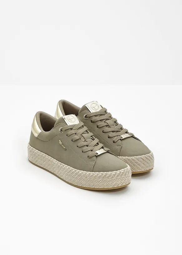 Tamaris Sneaker mit Sohle in Bast-Optik in grün - Tamaris