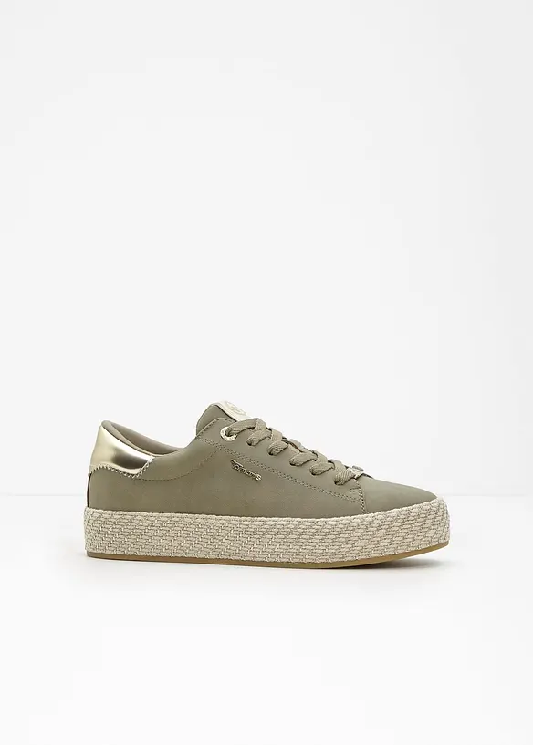 Tamaris Sneaker mit Sohle in Bast-Optik in grün - Tamaris
