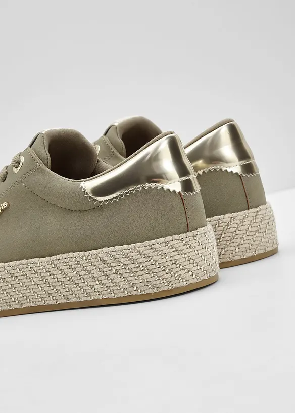 Tamaris Sneaker mit Sohle in Bast-Optik in grün - Tamaris