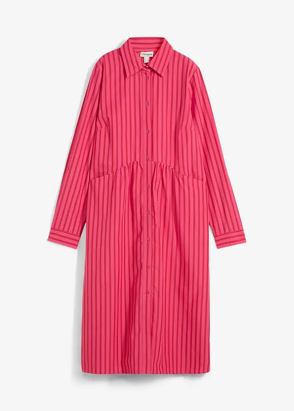 Kleid mit Hemdkragen aus reiner Baumwolle in rot von vorne - bonprix Kleid mit Hemdkragen aus reiner Baumwolle in rot von vorne - bonprix
