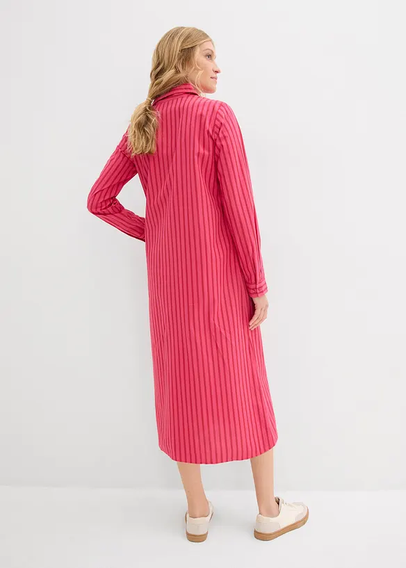Kleid mit Hemdkragen aus reiner Baumwolle in rot von hinten (Totalaufnahme) - bonprix Kleid mit Hemdkragen aus reiner Baumwolle in rot von hinten (Totalaufnahme) - bonprix
