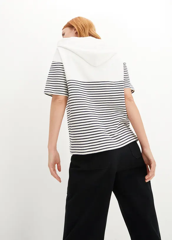 Kurzarm-Hoodie aus reiner Bio-Baumwolle in weiß von hinten (im Anschnitt) - bonprix Kurzarm-Hoodie aus reiner Bio-Baumwolle in weiß von hinten (im Anschnitt) - bonprix