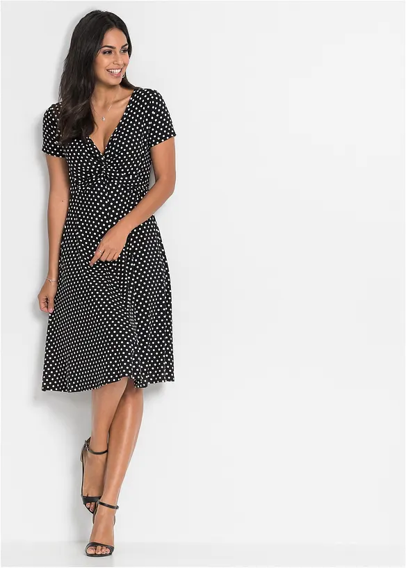 Jerseykleid aus Viskose-Mix in schwarz von vorne (Totalaufnahme) - bonprix