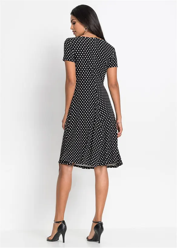 Jerseykleid aus Viskose-Mix in schwarz von hinten (Totalaufnahme) - bonprix
