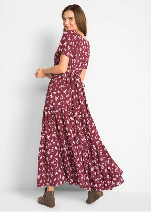 Kleid mit kurzen Ärmeln in rot von hinten (Totalaufnahme) - bonprix Kleid mit kurzen Ärmeln in rot von hinten (Totalaufnahme) - bonprix