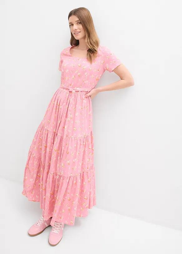 Kleid mit kurzen Ärmeln in rosa von vorne (Totalaufnahme) - bonprix Kleid mit kurzen Ärmeln in rosa von vorne (Totalaufnahme) - bonprix