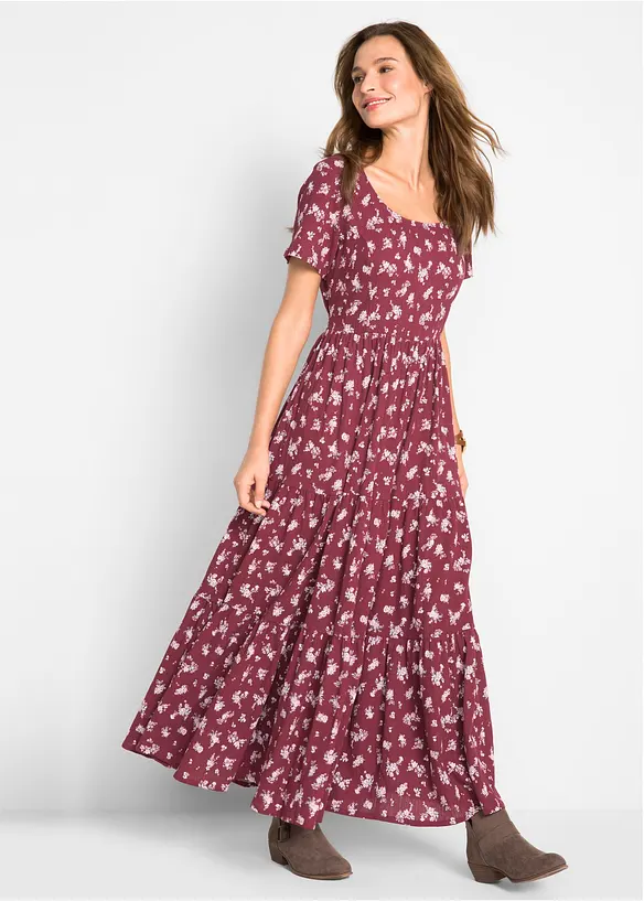Kleid mit kurzen Ärmeln in rot von vorne (Totalaufnahme) - bonprix Kleid mit kurzen Ärmeln in rot von vorne (Totalaufnahme) - bonprix