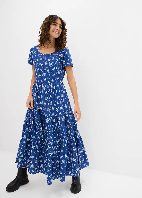 Kleid mit kurzen Ärmeln in blau von vorne (Totalaufnahme) - bonprix Kleid mit kurzen Ärmeln in blau von vorne (Totalaufnahme) - bonprix