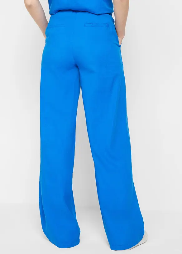Lange Palazzo-Hose mit Leinen in blau von hinten - bonprix Lange Palazzo-Hose mit Leinen in blau von hinten - bonprix