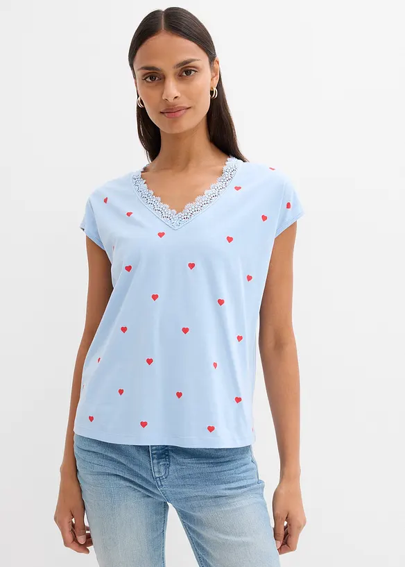 Shirt aus reiner Baumwolle in blau von vorne (im Anschnitt) - bonprix Shirt aus reiner Baumwolle in blau von vorne (im Anschnitt) - bonprix