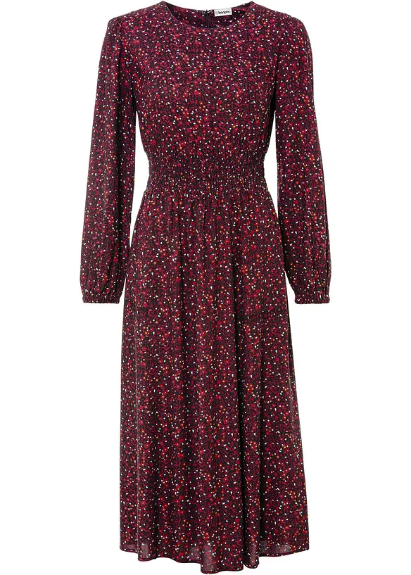 Midikleid mit Blumenprint in rot von vorne - bonprix