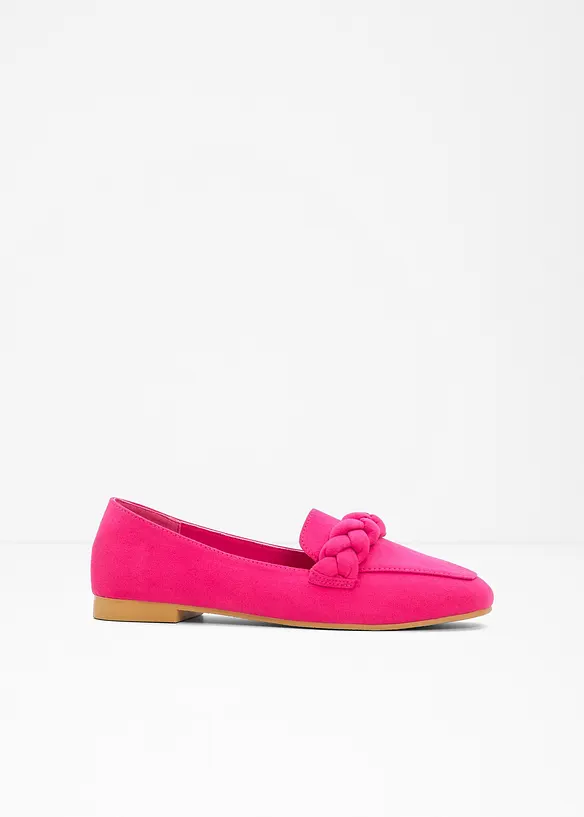 Loafer mit Flechtdetails in pink von vorne - bonprix