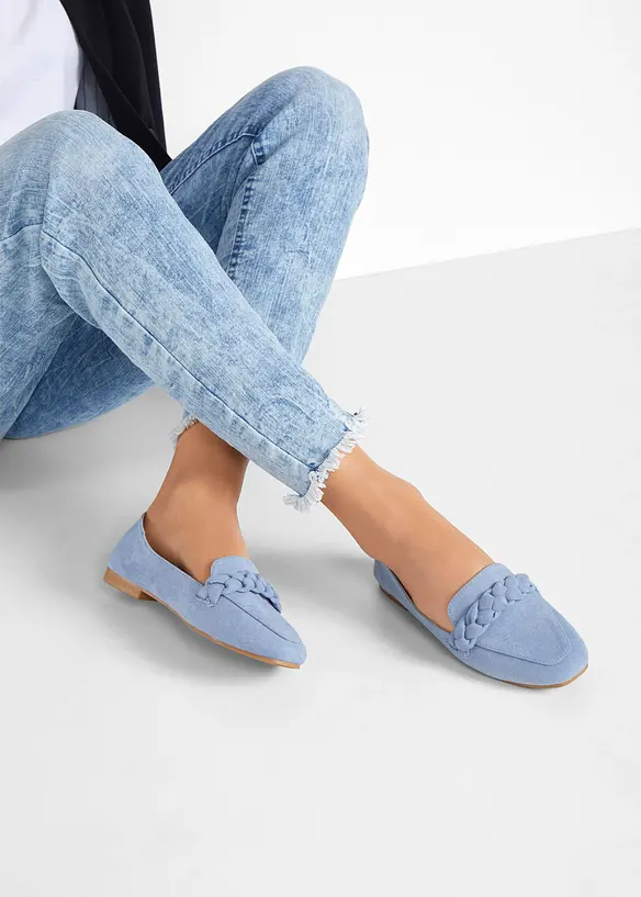 Loafer mit Flechtdetails in blau - bonprix