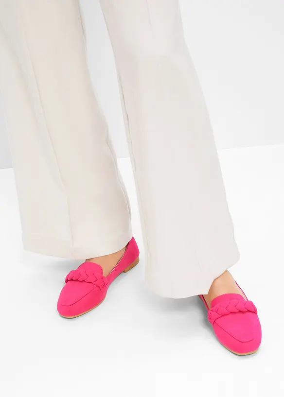 Loafer mit Flechtdetails in pink - bonprix