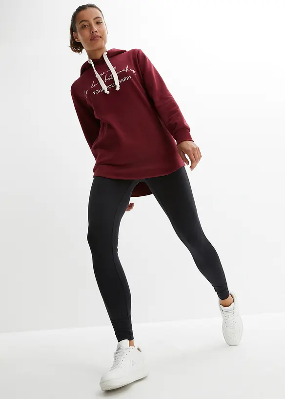 Jogginganzug mit Long-Sweatshirt und Leggings (2-tlg.) in rot von vorne (Totalaufnahme) - bonprix