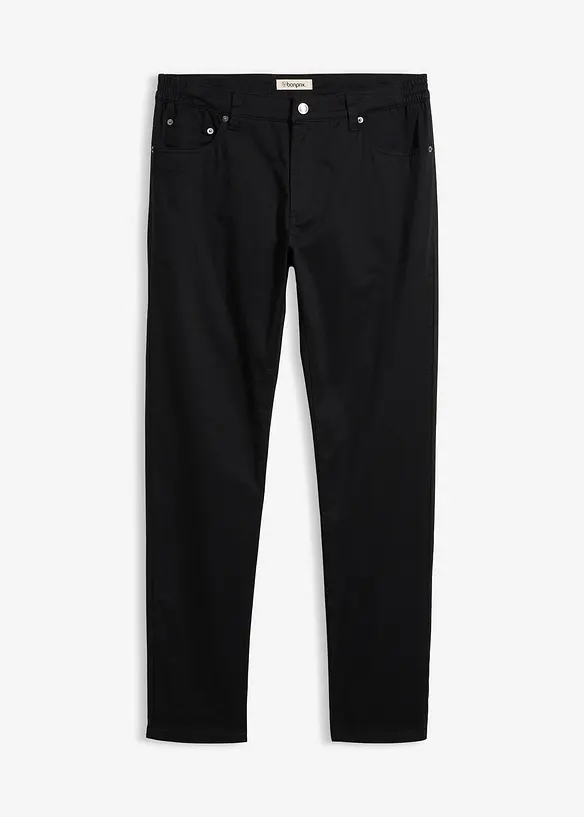 Regular Fit Stretch-Hose mit Dehnbund, Tapered in schwarz von vorne - bonprix
