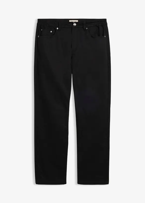Relaxed Fit  Stretch-Hose mit Dehnbund, Straight in schwarz von vorne - bonprix