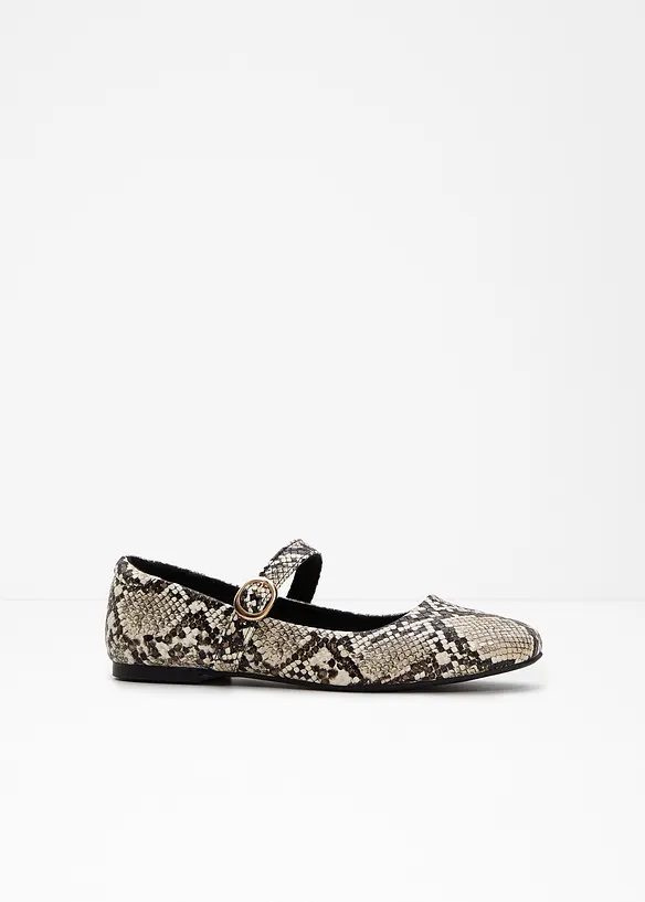 Mary-Janes im Animallook in beige - bonprix