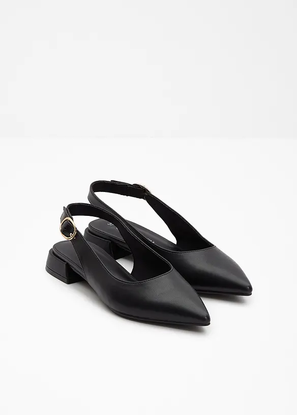 Sling-Ballerinas mit Schnalle in schwarz - bonprix