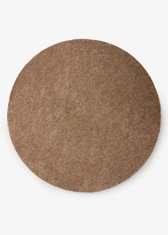 Runder waschbarer Teppich mit weichem Flor in braun von vorne - bonprix