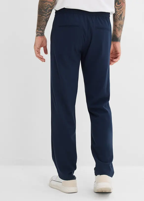 Relaxed Fit Chino-Stretch-Schlupfhose, Straight in blau von hinten - bonprix
