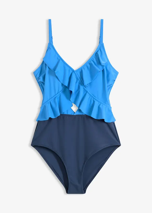 Badeanzug in blau von vorne - bonprix