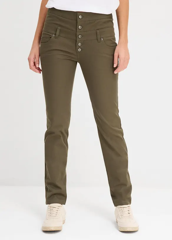 Stretch- Twillhose in grün von vorne - bonprix