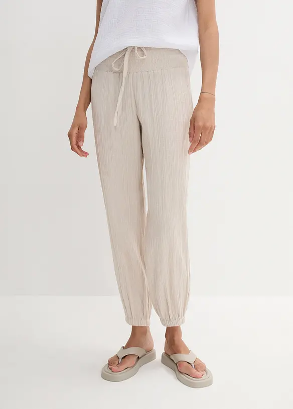 Musselin-Hose aus reiner Baumwolle in grau von vorne - bonprix Musselin-Hose aus reiner Baumwolle in grau von vorne - bonprix