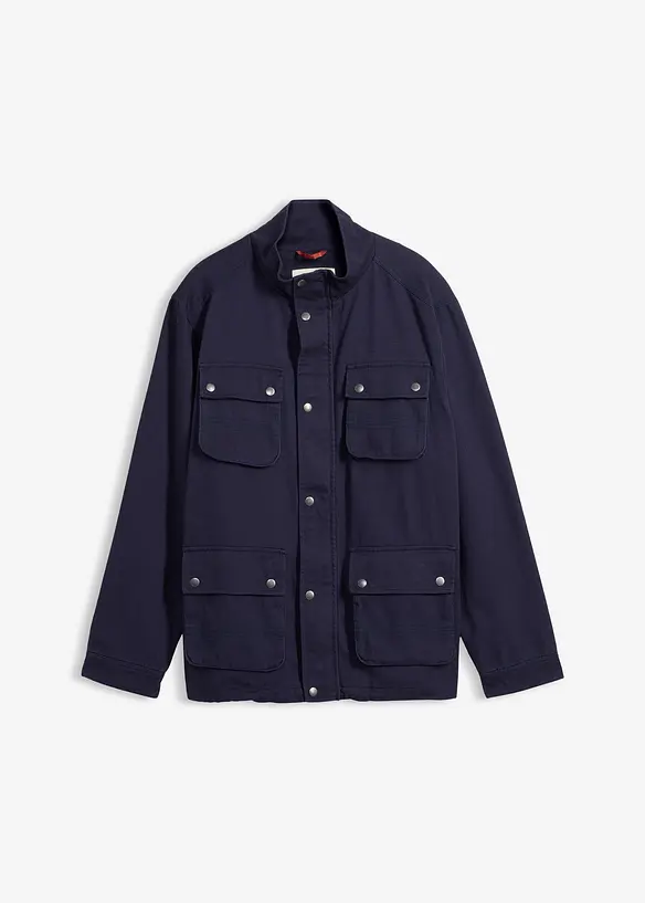 Übergangsjacke aus reiner Baumwolle in blau von vorne - bonprix