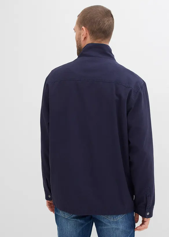 Übergangsjacke aus reiner Baumwolle in blau von hinten (im Anschnitt) - bonprix