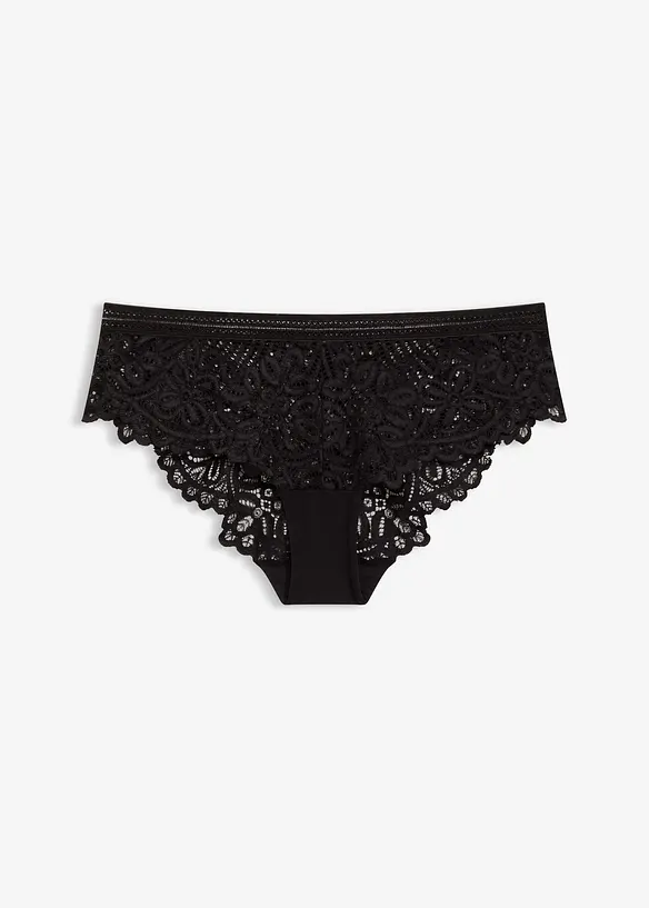 Hipster aus edler Spitze in schwarz von vorne - bonprix