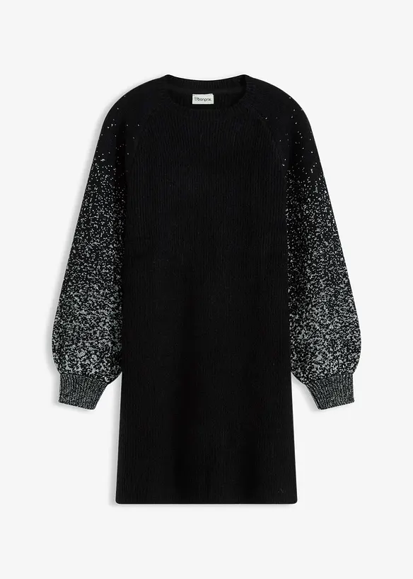 Strickkleid mit Glitzer-Effekt in schwarz von vorne - bonprix Strickkleid mit Glitzer-Effekt in schwarz von vorne - bonprix
