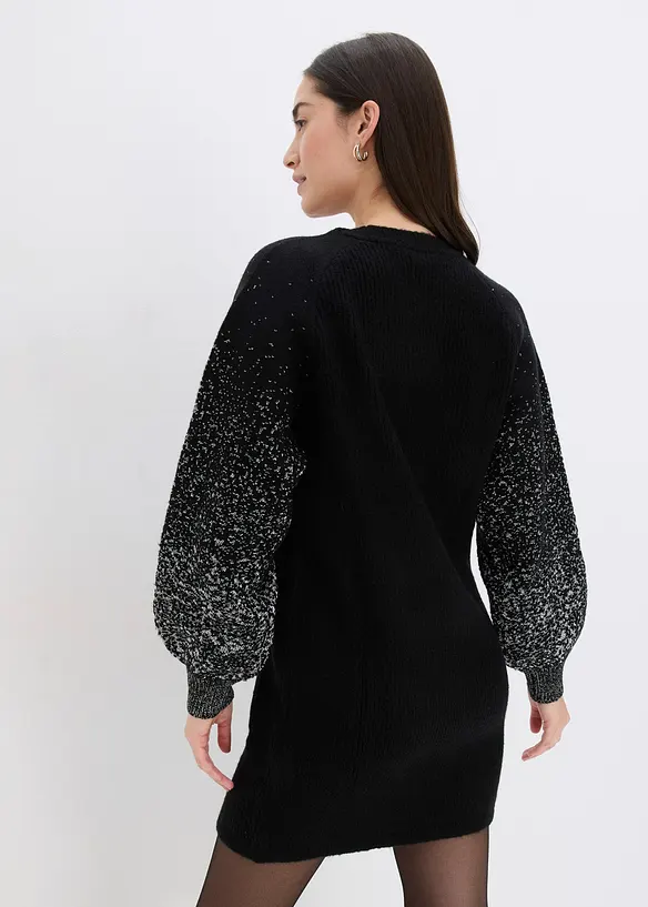 Strickkleid mit Glitzer-Effekt in schwarz von hinten (Totalaufnahme) - bonprix Strickkleid mit Glitzer-Effekt in schwarz von hinten (Totalaufnahme) - bonprix
