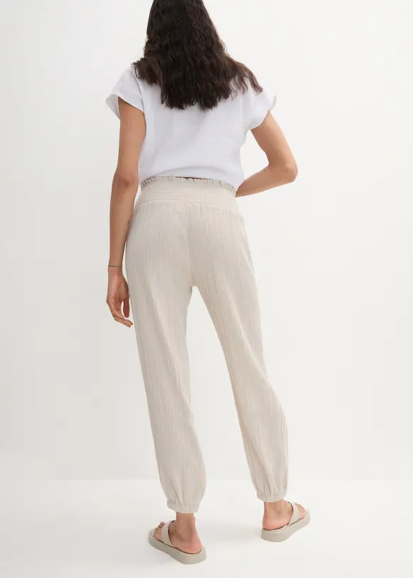 Musselin-Hose aus reiner Baumwolle in grau von hinten - bonprix Musselin-Hose aus reiner Baumwolle in grau von hinten - bonprix