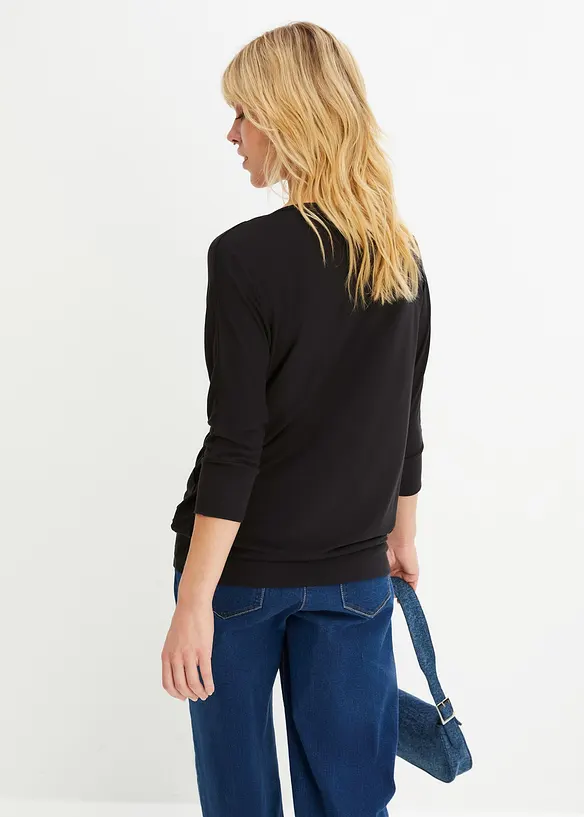 Oversized-Shirt aus fließender Viskose in schwarz von hinten (im Anschnitt) - bonprix