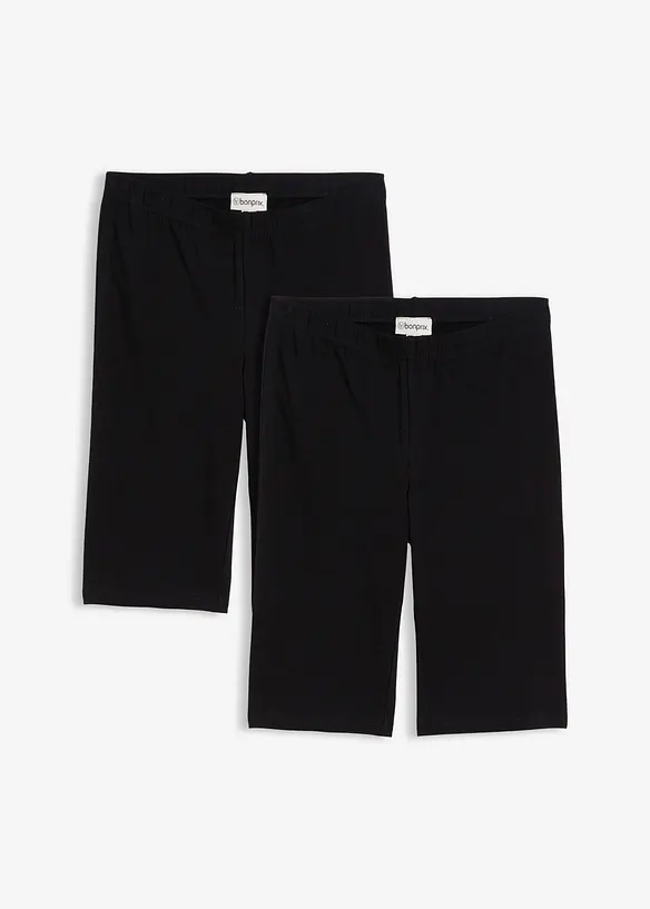 Lange Radlerhose (2er Pack) in schwarz von vorne - bonprix