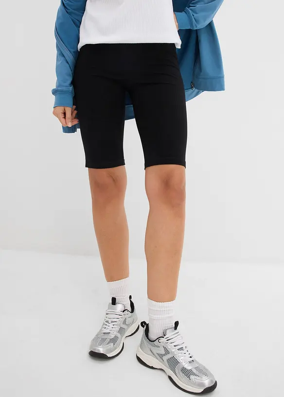 Lange Radlerhose (2er Pack) in schwarz von vorne - bonprix