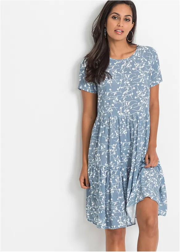 Minikleid aus fließender Viskose in blau von vorne (Totalaufnahme) - bonprix Minikleid aus fließender Viskose in blau von vorne (Totalaufnahme) - bonprix