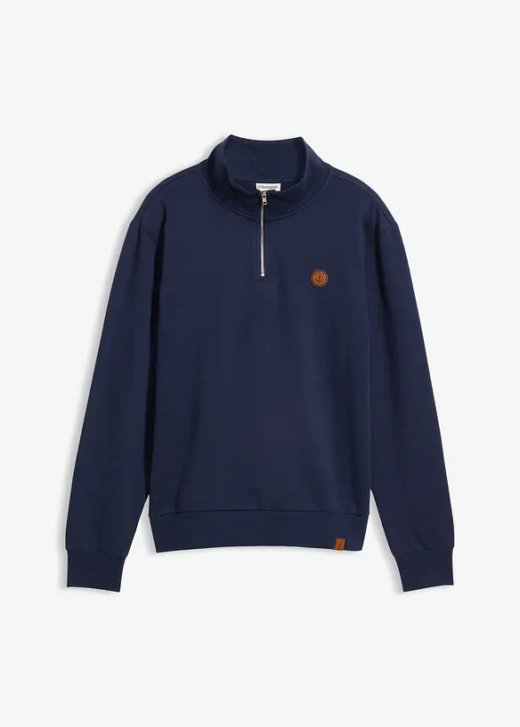 Sweatshirt aus reiner Bio-Baumwolle in blau von vorne - bonprix