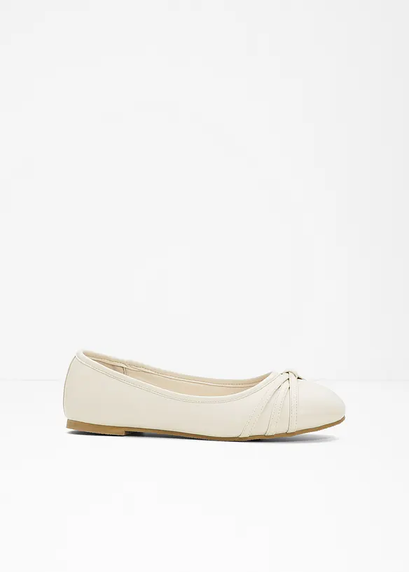 Komfort-Ballerinas in bequemer Weite in beige von vorne - bonprix