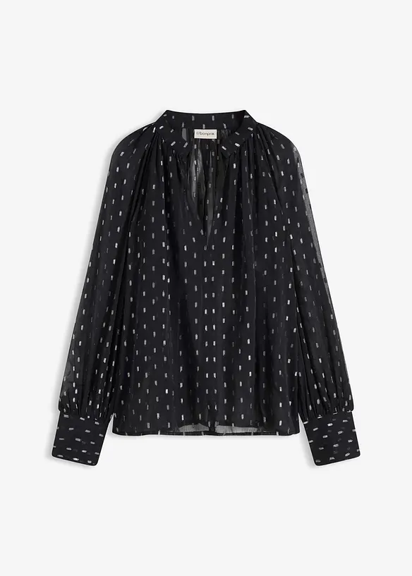 Transparente Schlupfbluse in schwarz von vorne - bonprix