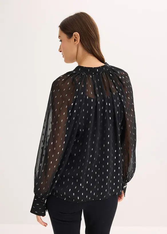 Transparente Schlupfbluse in schwarz von hinten (im Anschnitt) - bonprix