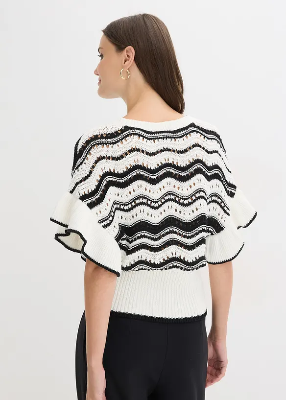Strickshirt aus reiner Baumwolle in weiß von hinten (im Anschnitt) - bonprix Strickshirt aus reiner Baumwolle in weiß von hinten (im Anschnitt) - bonprix