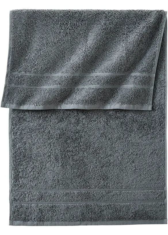 Baumwoll-Handtuch Deluxe in grau - bonprix