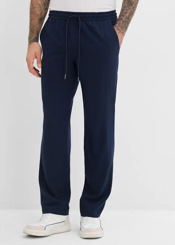 Relaxed Fit Chino-Stretch-Schlupfhose, Straight in blau von vorne - bonprix
