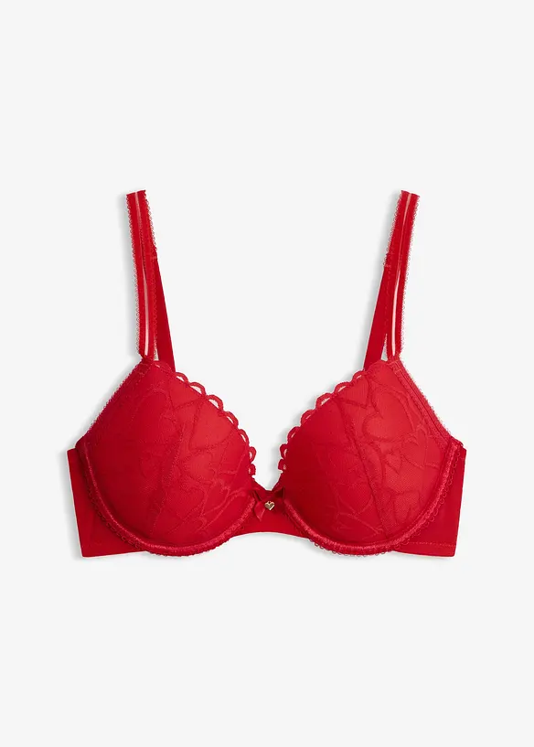 Schalen-BH mit Herzchenspitze in rot von vorne - bonprix